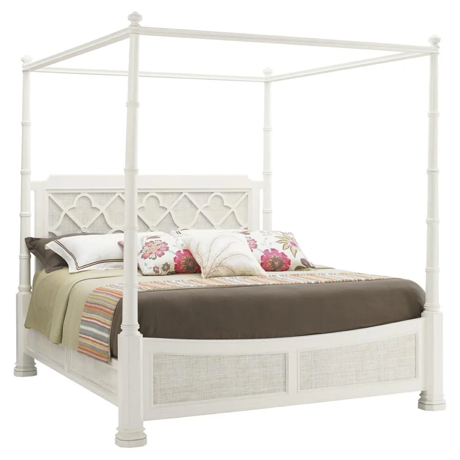 Tommy Bahama Home Ivory Key 543173C Queen Southampton Poster Bed with with Adjustable Canopy